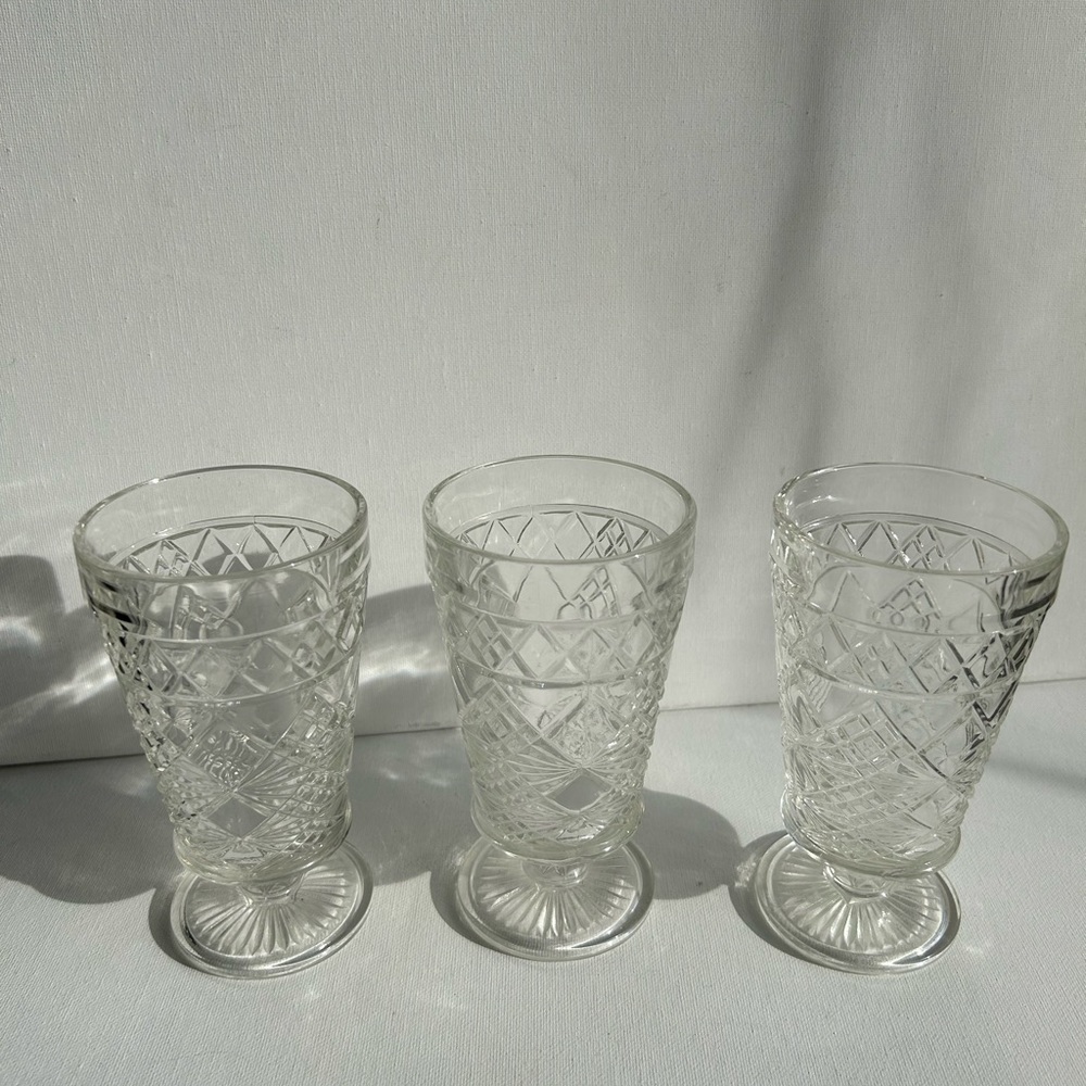 Hazel Atlas Clear Big Top Peanut Butter Glasses Set of Three